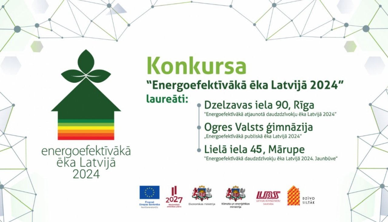 Konkursa “Energoefektīvākā ēka Latvijā 2024” laureāti – no Rīgas, Ogres un Mārupes