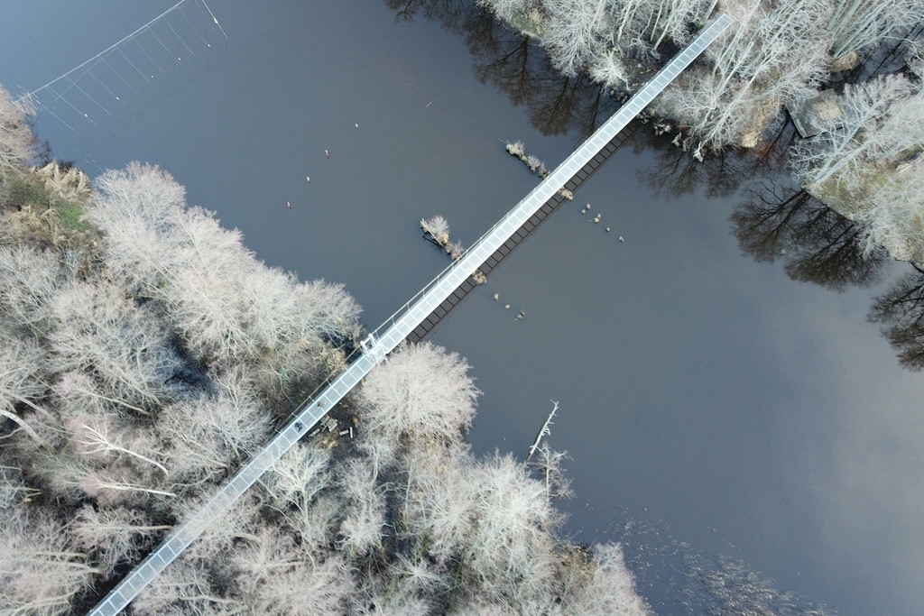 Irbes upes tilts pēc atjaunošanas, attēls no putna lidojuma