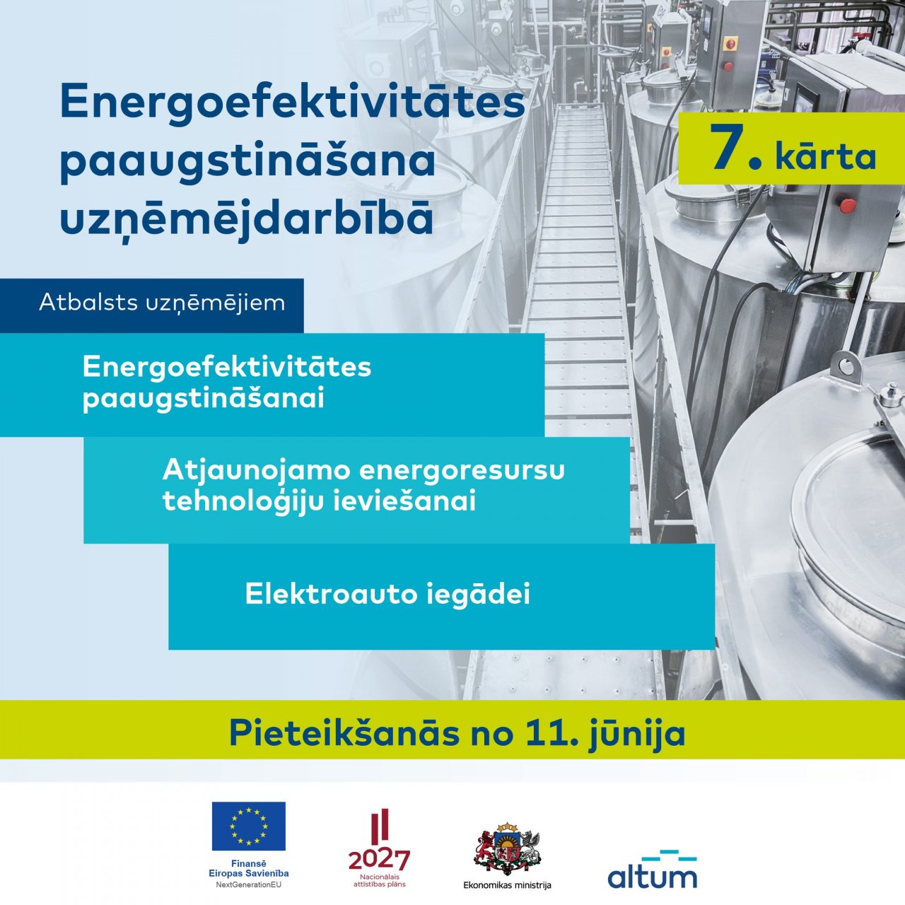 ALTUM 11.jūnijā uzsāk pieņemt pieteikumus nākamajā kārtā uzņēmēju energoefektivitātes projektu īstenošanai