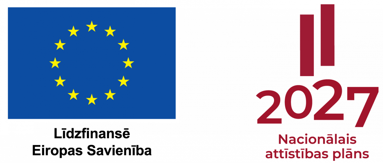 Logo ansamblis: Līdzfinansē Eiropas Savienība, Nacionālais attīstības plāns 2027