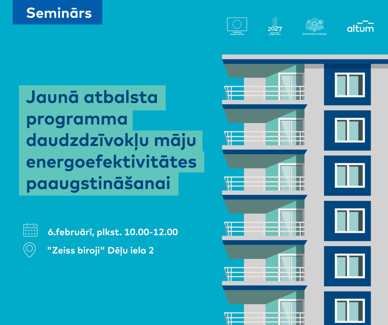 Seminārs “Jaunā #ESfondi atbalsta programma daudzdzīvokļu māju energoefektivitātes paaugstināšanai”